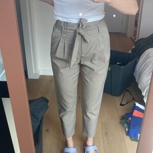 LOFT Houndstooth Waist Tie Pants